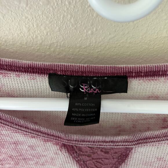 Vintage Sugar Rush burn out paper thin thrashed fitted thermal Y2K shirt pink M - Picture 7 of 11